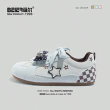 BEIER 1 Pasang Sepatu Kasual Bertali Kulit PU Star Fashion, Cocok untuk Semua Musim - Biru - View 10