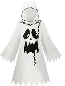 1pc Halloween Ghost Face White Ghost Cape, Unisex Cosplay Costume, Suitable For Theme Party (Fits Height 150cm) - View 6