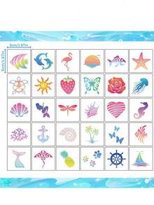 10/6/3pcs Temporary Tattoo Stickers, Combining Colorful Glitter Hibiscus And Marine Life, Vibrant And Realistic Colors, Suitable For Men And Women For Vacation, Travel, Gathering, Party, Daily Use, Waterproof And Durable, Random Styles - Multicolor - View 8