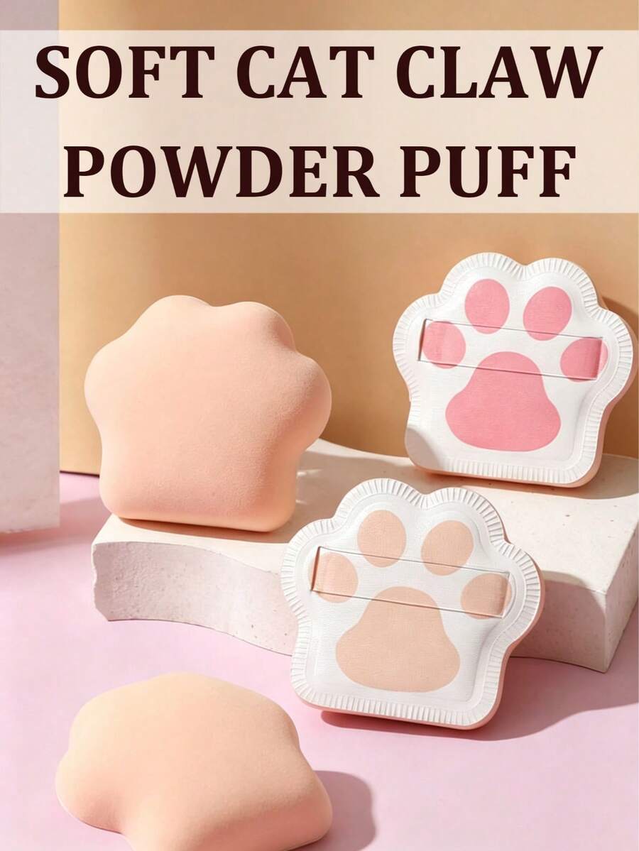4/2pcs Cat Claw Sponge Puff, Cotton Soft Puff, Reusable, Suitable For Face, Foundation Make-Up And Concealer Mixing Tools, Multi-Purpose Dry/Wet Use, Makeup Tools - Multicolor - View 1