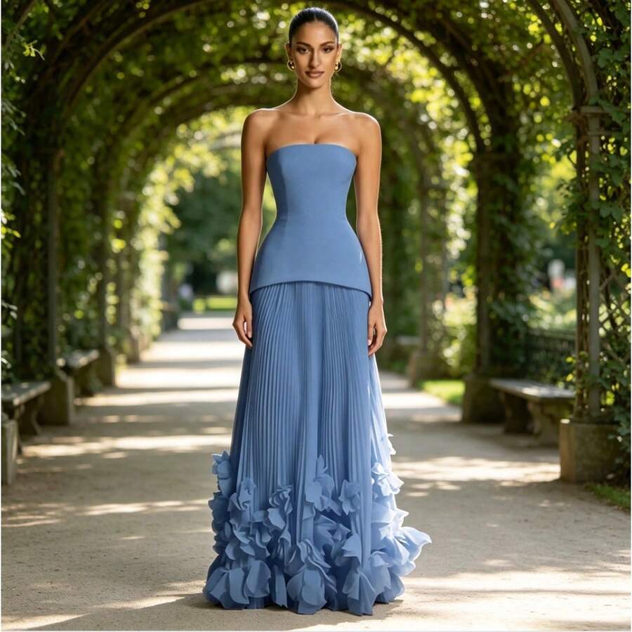 Women Formal & Evening Dresses - Gray Blue - View 1