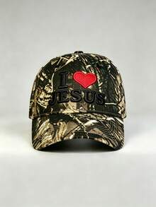 1pc Women Camo Hat I LOVE JESUS Embroidery Baseball Cap Adjustable Design Stylish Hiking Hat Perfect For Outdoor Activities Hiking And Everyday Wear. - Camouflage - View 12