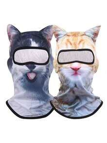 1pc/2pcs Creative 3D Animal Face Ear Head Cover, Unisex Breathable Sun Protection Full Face Mask, Suitable For All Seasons, Outdoor Running, Cycling, Fishing, Hiking - Style 2 - View 21