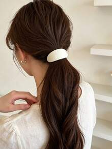 1pc Premium Curved Hair Clip For Women, Solid Color Ponytail Hair Accessory, Hair Tie Clip - Multicolor - View 4
