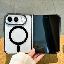 Miniso 磁吸無線充電手機殼，相容 iPhone Duo，全新 iPhone 18 折疊式，壓克力 PC 硬背 + TPU 軟邊，高透明 HD 保護殼，極簡商務高端風，男女通用 - 黑色 - 查看 6