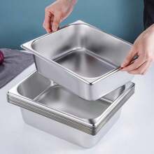 2/4pcs Stainless Steel Portion Pans Square Food Containers Condiment Boxes Hotel Kitchen Prep Trays Fast Food Storage Trays - View 5