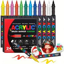 24/36/48/60/72/100/120/168 pièces 24~168 couleurs assorties de marqueurs acryliques liquides avec pointes souples, ensemble de couleurs mixtes, stylos de dessin DIY pour étudiants en art, convient pour la peinture sur roche, la calligraphie, la découpe de papier, l'écriture manuscrite, les cartes de vœux, le carton noir, la peinture sur pierre, le bois, le plastique, la canevas, convient aux étudiants et aux employés de bureau, meilleur cadeau de fête, Nouvel An, Halloween, cadeau de Noël, couleurs aléatoires, emballage aléatoire - A - Voir 14