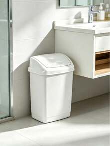 27L Large Capacity Plastic Trash Can, Swing Lid Design, Stable Structure, Space Saving, Suitable For Bedrooms, Offices, Bathrooms, Kitchens And Toilets, Ideal Household Essential - Random Color - View 4