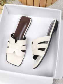 Women's Flat Sandals Spring Summer New Versatile Soft Sole Beach Slides Fashion Roman Sandals - White - View 5