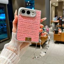 1pc Cute Multi-Color Silver Edge Geometric Gradient Leather Texture Popular Fashion Apple Phone Case Folding Phone Case Protective Cover Smart Phone Case Fashion Phone Cover Lightweight Shockproof Anti-Slip Smart Phone Case Compatible With Apple Duo - Multicolor - View 7