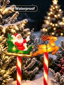 Christmas Solar String Lights, Waterproof Solar LED Ground Stake Lights, 8 Lighting Modes Auto Charging, 8 Hours Working Time, Cute Santa Claus And Reindeer Pattern Design, Suitable For Yard, Flower Bed, Pathway, Porch And Christmas Party Decoration - Multicolor - View 7