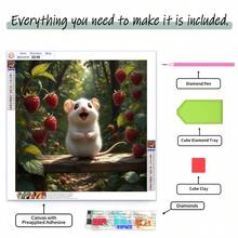 2D Flat Printing 1pc Suitable For Four Seasons Animal Theme: Forest White Mouse & Raspberry Pattern, Frameless DIY Diamond Painting, Mosaic Handmade Art Painting Set, Home Decor Painting, Suitable As Holiday Gift - No Frame - View 7