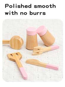 Mainan Edukasi Dapur untuk Anak Laki-Laki, Perempuan, Botol Bumbu Kayu, Panci Masak, Peralatan Masak, Simulasi Dapur - MultiWarna - View 8