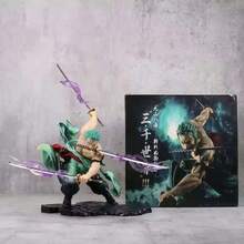 bandai 1 buah Figur Zoro Gaya Tiga Pedang, Ornamen Meja Kantor 3000 Dunia, Rakitan Model Anime 2D - MultiWarna - View 4