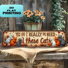 2D Flat Decorative Metal Sign With Cat And Text - Vintage Wall Art Decor For Home, Salon, Club - 4 X 16 Inches (Random Style) - A - View 5