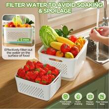 Fruit Storage Containers For Fridge With Removable Colander – Airtight Produce Storage Containers With Lids, Berry Keeper For Vegetables, Lettuce & Meal Prep - Multicolor - View 2