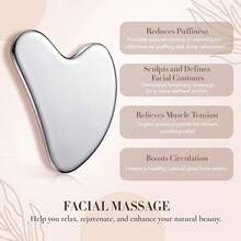 Stainless Steel Gua Sha Facial Tool, Metal Facial And Body Gua Sha Tool, Facial Massage Tool, Suitable For Face, Neck, Body Massage Skincare Scraping Board, Jawline Shaping And Muscle Relaxation - Massage Gua Sha - View 6