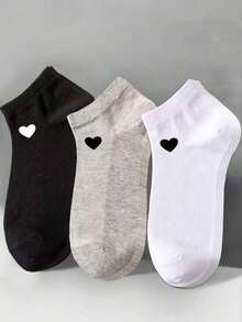 Women's Heart Pattern Low-Cut Breathable Moisture-Wicking Short Socks, Suitable For Sports Shoes And Daily Wear - Multicolor - View 2