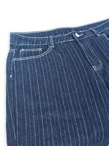 LIYS Men's Blue Wash Pinstripe Striped Wide Leg Jacquard Jeans - Blue - View 6