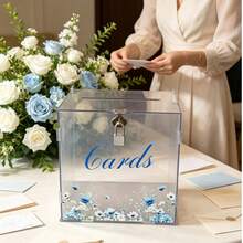 Blue Small Forget-Me-Not, Fresh Wedding Floral Elegant, Cross-Border Hot-Selling Gift Card Box, Used For Wedding Banquet, Wedding Party, Sign-In - 1PC - View 3