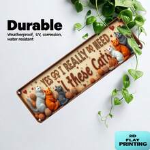 2D Flat Decorative Metal Sign With Cat And Text - Vintage Wall Art Decor For Home, Salon, Club - 4 X 16 Inches (Random Style) - A - View 4