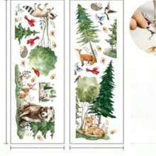 Cartoon Pine Forest Animal Wall Stickers, Self-Adhesive Easy-Tear Bedroom Wall Decor Background Wall Sticker - Multicolor - View 6