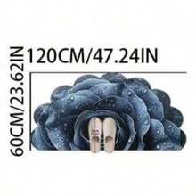 1pc Half-Bloom Dark Blue Rose Asymmetrical Shaped Bath Mat, Bathroom Rug, Doormat, Carpet, Area Rug, Personalized Carpet - Multicolor - View 10