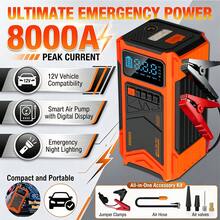 Portable Car Jump Starter, 180PSI Digital Display Tire Inflator, Compatible With Gasoline Engines And Various Engines, LED Flashlight Car Accessories Set, Portable Car Emergency Tool, Includes Various Adapters, A Multi-Functional Product Combining Car Jump Starter And Tire Inflator - Portable Multi-functional Integrated Pump - View 11