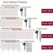 LED Outdoor Solar Icicle Lights, 45/96/150 LEDs, Featuring 8 Flashing Modes. Hanging Decorative Lights To Create Christmas Atmosphere, Suitable For Eaves, Gardens, Patios, Balconies, Parties And Wedding Decorations - Solar Icicle Lights - View 4