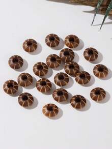 20pcs Vintage Wooden Beads DIY Accessories, Bohemian Geometric Pattern Beads, Suitable For Bracelet, Hair Accessories, Handcrafting - Wooden Beads - View 6