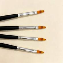 4Pcs Nail Art Painting Brush Set, Black Handle Gel Polish Drawing Pen For Manicure DIY Nail Design Tools - Black - View 3
