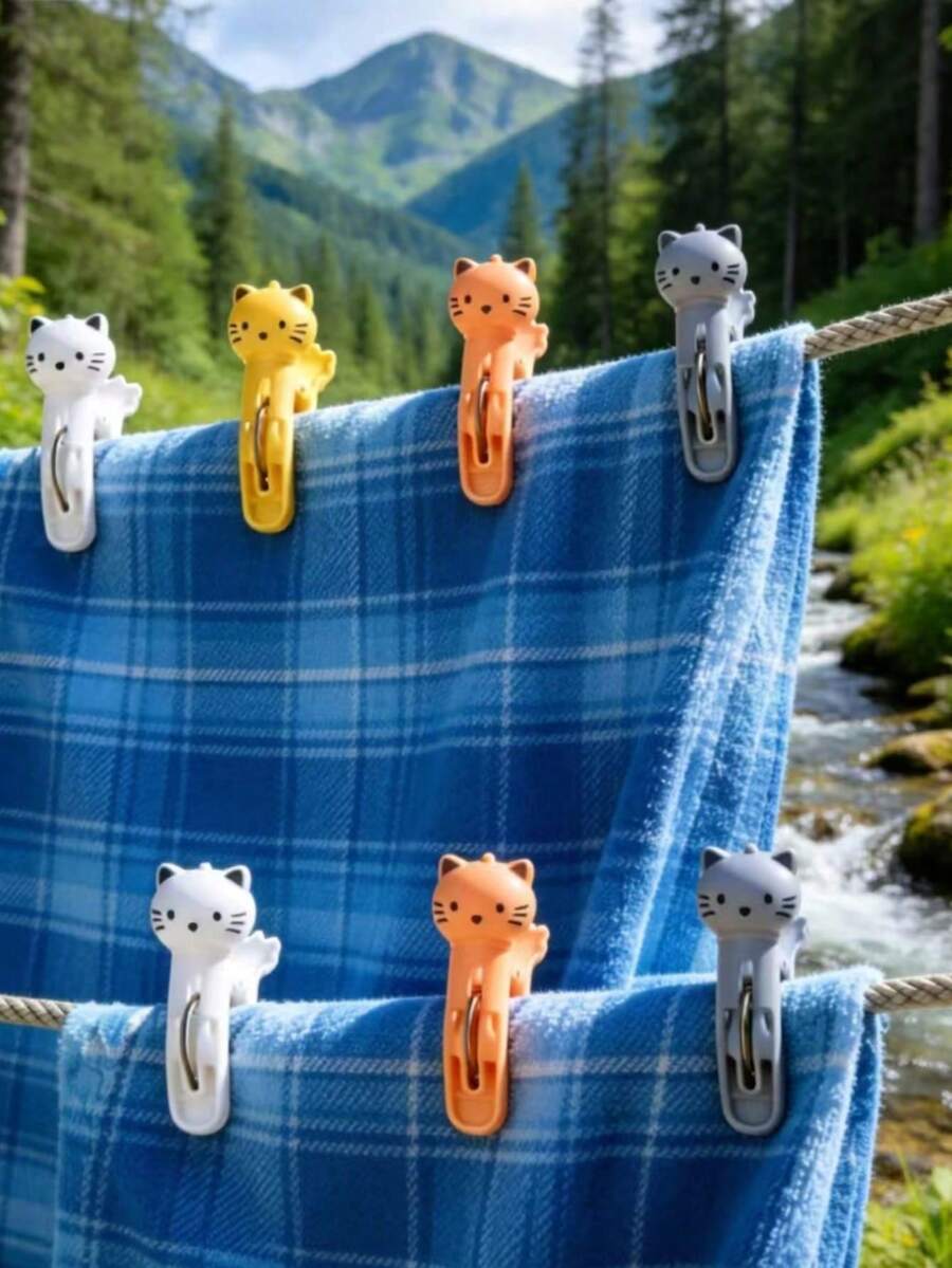 12/6/1pc Windproof Cartoon Cute Design Clips, Suitable For Towels, Clothes, Blankets, Beach Chairs, Pool Chairs, Beach Towel Clips, Memo Clips, Party Decoration Clips, Suitable For Home And Travel Use. Clip Colors Random - Multicolor - View 1