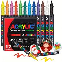 24/36/48/60/72/100/120/168 pièces 24~168 couleurs assorties de marqueurs acryliques liquides avec pointes souples, ensemble de couleurs mixtes, stylos de dessin DIY pour étudiants en art, convient pour la peinture sur roche, la calligraphie, la découpe de papier, l'écriture manuscrite, les cartes de vœux, le carton noir, la peinture sur pierre, le bois, le plastique, la canevas, convient aux étudiants et aux employés de bureau, meilleur cadeau de fête, Nouvel An, Halloween, cadeau de Noël, couleurs aléatoires, emballage aléatoire - A - Voir 11