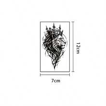 1pc Waterproof Anti-Rub PVC Realistic Lion Tattoo Sticker, Suitable For Daily Use - Grey - View 5