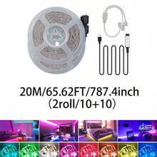 1pc USB 5V RGB LED Strip Lights, 3-Key Inline Controller, Self-Adhesive, Cuttable, Multi-Mode Color Changing LED Light, For TV Backlight, Bedroom, Gaming Room, Holiday & Party Decor - 3Key RGB - View 11