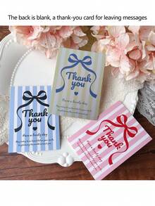 Creative Bow Thank You Cards, Warm Blessing Note Cards, Decorative Paper Cards, Suitable For Bouquets, Graduation, Gift Box Packaging, Multi-Purpose Gift Attachment Cards - Thank Card - View 3