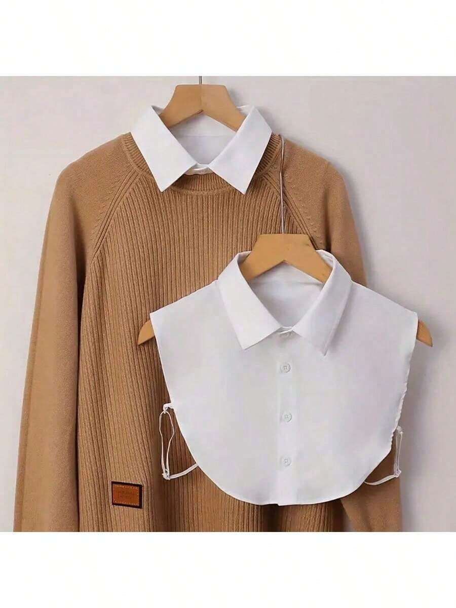 Minimalist Versatile Shirt Collar Decor, Detachable Pointed Collar Sweater Undershirt Accessory, Suitable For Autumn/Winter Daily Wear - Linen Pointed Collar, Navy Blue - View 1