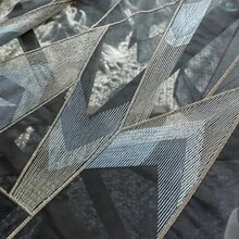 ستارة شيفون مطرزة شفافة قطعة واحدة باللون الرمادي البريطاني، بتصميم خطوط مثلثية ونمط هندسي مثقوب، ستارة تطريز شفافة عصرية لديكور الشرفة وغرفة النوم والمكتب ونافذة الأرضية - متعدد الألوان - مشاهدة 10