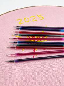 10pcs Water-Soluble Pen Refills, Washable Fabric Marking Pen Refills, Includes Red, Blue, Green, Purple, Rose Red 5 Colors To Choose From, Suitable For Different Fabric Background Colors, Applicable For Cross Stitch Tracing, Embroidery Positioning, Patchwork Marking And Other Various Crafting Scenarios - Erasable Pen Refills - View 5