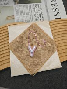 You Can Make Your Own White Diamond Letter Car Rearview Mirror Hanger. It Features A Silver Bead Chain Design, With An Elegant Shiny Cream Texture. It Can Be Easily Hung On The Car's Rearview Mirror And Is A Charming Interior Decoration For Your Car. - Letter Pendant - View 32