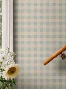 SUPSTICKER Soft Blue & Cream Self-Adhesive Wallpaper, 3 Patterns: Stripes, Plaid & Polka Dots, Suitable For Bedroom, Living Room & Study - 1PC - View 11