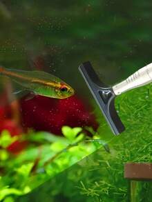 Fish Tank Cleaning Brush With Extended Handle, Soft Brush Head For Algae Removal, Lightweight And Durable Aquarium Glass Cleaner, Aquarium Accessories, Fish Tank Decorations, Artificial Plants, Aquarium Landscape Decorations - Straight Head - View 5