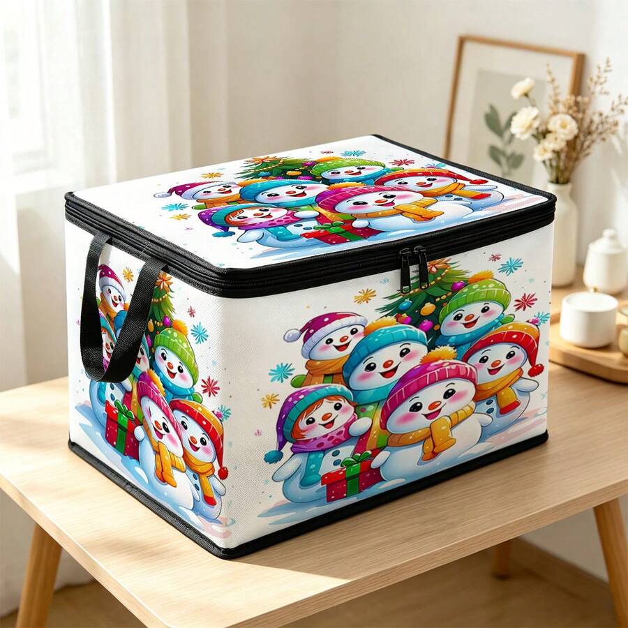 Thickened Storage Bag, Foldable Clothing And Bedding Storage Bag, Dormitory Essential, Suitable For Blankets, Bedding, Wardrobe, Under Bed And Dorm Storage, Ideal For Moving, Laundry And Space-Saving Room Organization, Christmas Edition Premium Digital Print Pattern - Multi-color - View 1