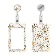 1pc Daisy ID Card Holder Badge Holder Access Card Meal Card Lanyard Employee Card Chest Badge Retractable Clip Card Holder - Multicolor - View 6