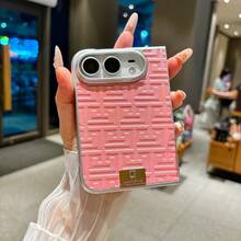 1pc Cute Multi-Color Silver Edge Geometric Gradient Leather Texture Popular Fashion Apple Phone Case Folding Phone Case Protective Cover Smart Phone Case Fashion Phone Cover Lightweight Shockproof Anti-Slip Smart Phone Case Compatible With Apple Duo - Multicolor - View 12