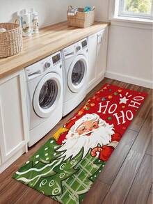 1pc Red Christmas Door Mat, Funny Cute Santa Claus Non-Slip Welcome Mat For Front Door Entryway Floor Hallway Laundry Room Kitchen Sink, Winter Holiday Decor - A - View 9