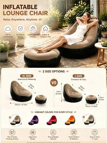 Sofa Lipat Portabel untuk Berkemah di Luar Ruangan dengan Sandaran Kaki, Kursi Bean Bag Tiup, Sofa Lipat Portabel dengan Sandaran Kaki, Kursi Bean Bag Bulat Lembut Lipat, Kursi Santai Multifungsi Satu Lapis untuk Ruang Tamu, Kamar Tidur, Balkon, Kantor, Asrama, Piknik, Sofa Nyaman untuk Hadiah Rumah - Model baru - View 10