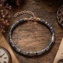 Vintage Natural Labradorite Spiritual Protection Crystal Bracelet, Symbolizing Spiritual Awakening Aurora Protection And Transformation, Adjustable Gold Beaded Jewelry Gift - Multicolor - View 3