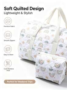 2pcs Waterproof Baby Diaper Bag Large Capacity Multi-Pocket Mom Diaper Tote Bag With Stroller Strap Lightweight Diaper Changing Bag - Multicolor - View 4