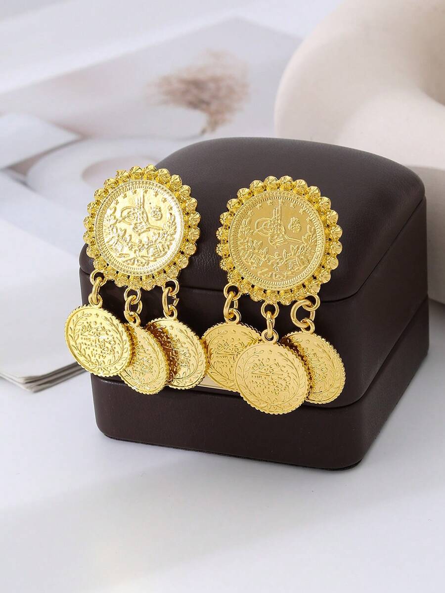 1 Piece Middle Eastern Women's Classic Sunflower Brooch Ladies Collar Pin Bridal Wedding Brooch Corsage, Clothing Accessory For Festivals Parties, - Gold - View 1